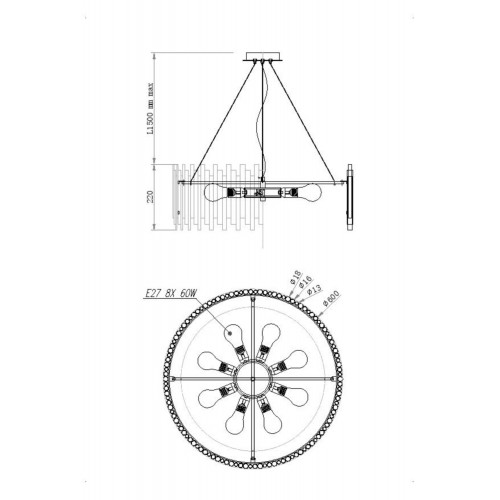 Подвесной светильник Maytoni Coliseo MOD135PL-08BS