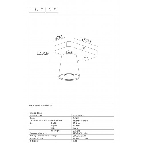 Спот Lucide TURNON 09928/05/30