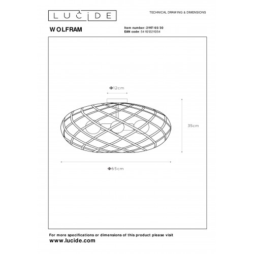 Потолочный светильник Lucide WOLFRAM 21117/65/30