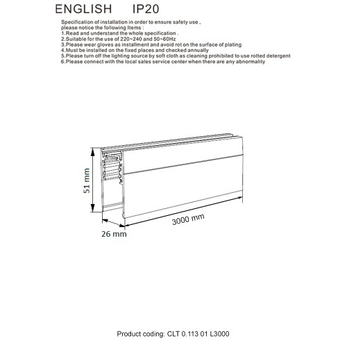 Шинопровод магнитный накладной Crystal Lux CLT 0.113 01 L3000 WH