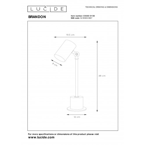 Настольная лампа Lucide BRANDON 03530/01/30