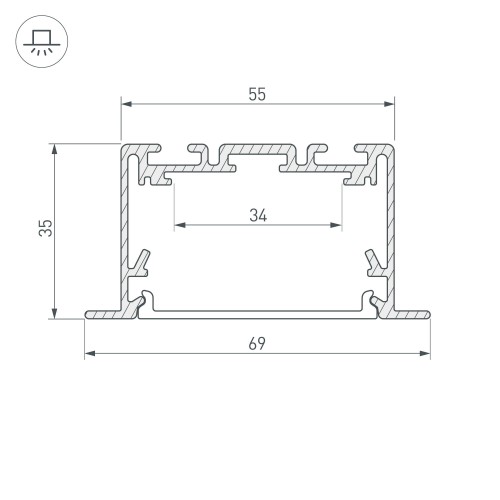 Профиль S2-LINIA69-F-2500 SEAMLESS BLACK (Arlight, Алюминий)