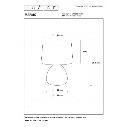 Настольная лампа Lucide MARMO 47508/81/31