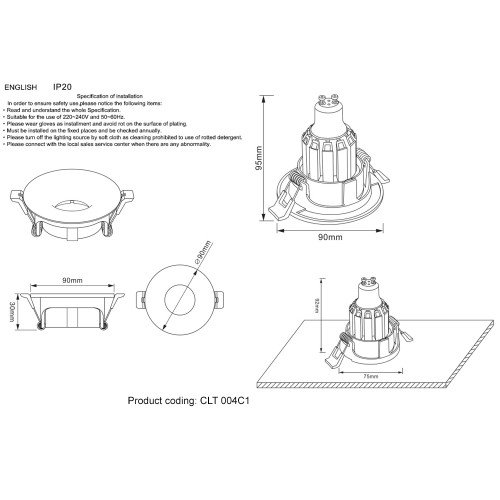 Светильник встраиваемый Crystal Lux CLT 004 CLT 004C1 CH