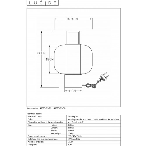 Настольная лампа Lucide SOFIA 45583/01/30