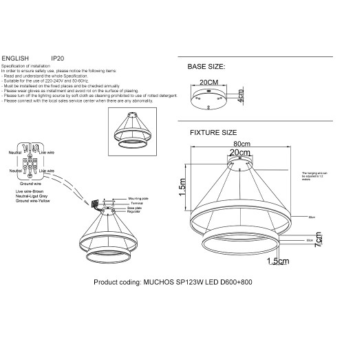 Люстра Crystal Lux MUCHOS MUCHOS SP123W LED D600+800 GOLD