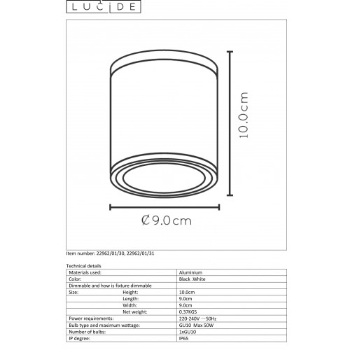 Спот Lucide AVEN 22962/01/31