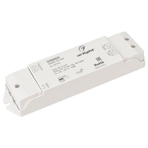 Диммер SMART-D9-DIM (12-24V, 1x15A, 2.4G) (Arlight, IP20 Пластик, 5 лет)