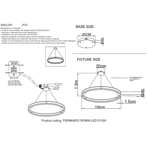 Люстра Crystal Lux FERNANDO FERNANDO SP88W LED D1000 COFFEE/BLACK