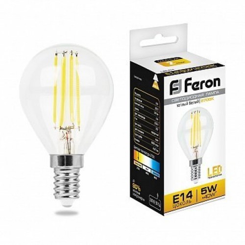 Лампа светодиодная Feron LB-61 25578 E14 5W 2700K Шарик