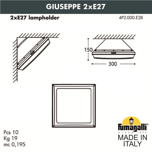 Уличный настенный светильник Fumagalli GUIZEPPE 44P2.000.000.AYF1R