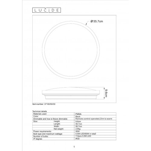 Светильник потолочный Lucide POLARIS 37100/50/30