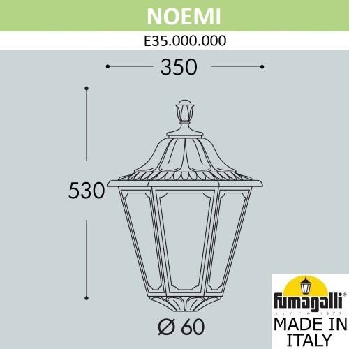 Уличный фонарь на столб Fumagalli NOEMI E35.000.000.WYH27