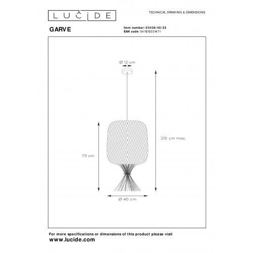 Подвесной светильник Lucide GARVE 03436/40/33