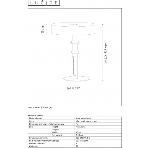 Настольная лампа Lucide GIADA 30570/02/02