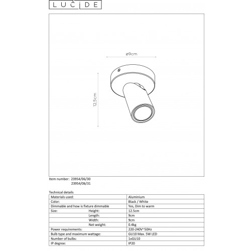 Спот Lucide XYRUS 23954/06/31