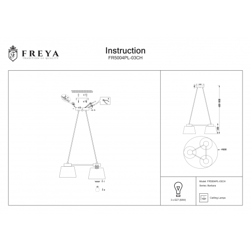 Подвесной светильник Barbara FR5004PL-03CH