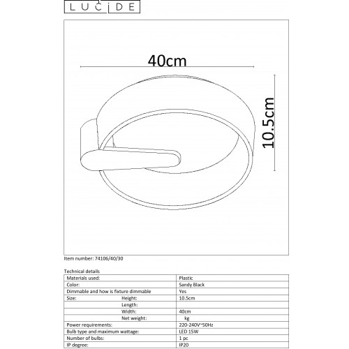 Светильник потолочный Lucide MIAMI 74106/40/30