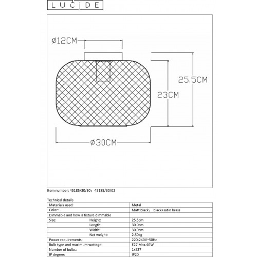 Светильник потолочный Lucide MESH 45185/30/30