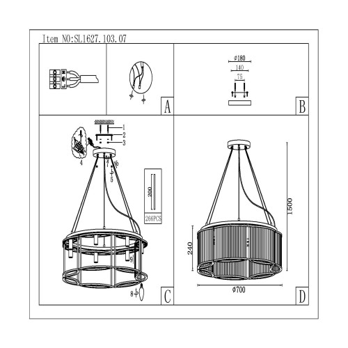 Люстра подвесная ST Luce Velletri SL1627.103.07