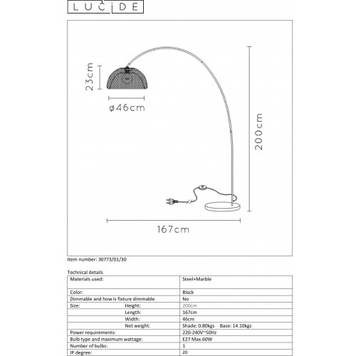 Торшер Lucide MESH 30773/01/30