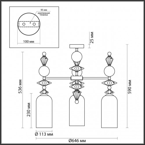 Люстра потолочная Odeon Light CLASSIC BIZET 4855/3C