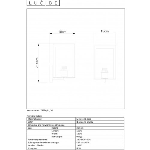 Бра Lucide DOUNIA 78294/01/30