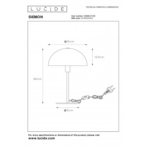 Настольная лампа Lucide SIEMON 45596/01/35