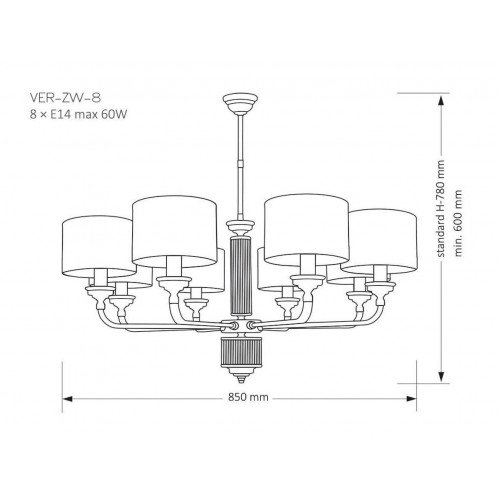 Люстра Kutek MOOD VER-ZW-8(N)