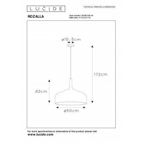 Подвесной светильник Lucide ROZALLA 30483/50/44