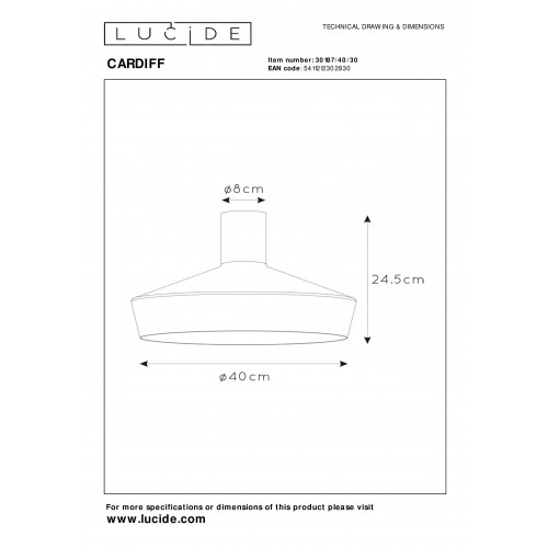 Потолочный светильник Lucide CARDIFF 30187/40/30