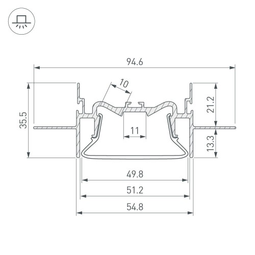 Профиль FOLED-50-CEIL-CENTER-2000 Arlight 035769