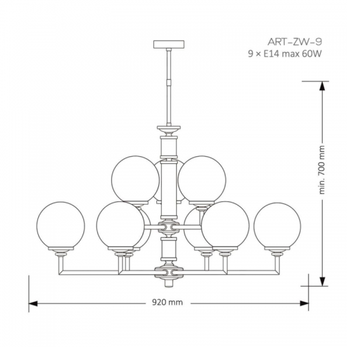 Люстра Kutek ARTU GLASS ART-ZW-9(ZM)G