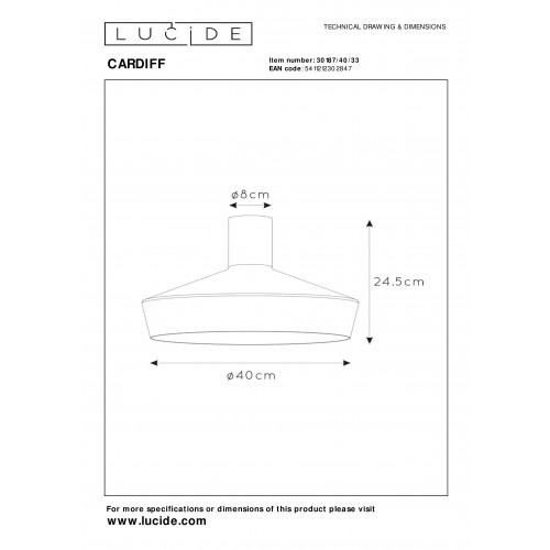 Потолочный светильник Lucide CARDIFF 30187/40/33