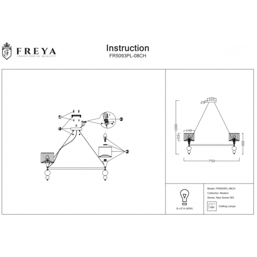 Люстра Freya Lauren FR5093PL-08CH