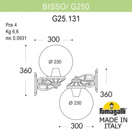 Светильник уличный настенный Fumagalli GLOBE 250 G25.131.000.BXF1RDN