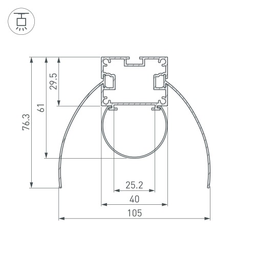 Профиль ARH-POWER-W154-COMFORT-2000 ANOD (Arlight, Алюминий)