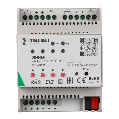 INTELLIGENT ARLIGHT Диммер KNX-104-DIM-DIN (12-24V, 4x4A) (IARL, -)