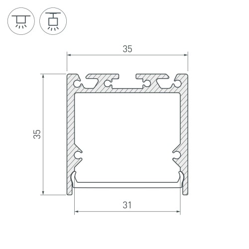 Профиль SL-LINE-3535-3000 ANOD (Arlight, Алюминий)