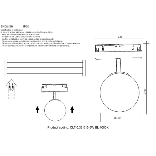 Светильник трековый магнитный Crystal Lux SPACE CLT 0.33 015 5W BL 4000K