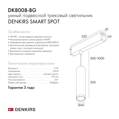 Подвесной светильник SMART HANG Denkirs DK8008-BG