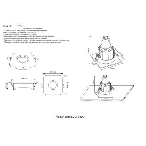 Светильник встроенный Crystal Lux CLT 033C1 BL