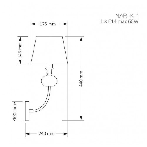 Бра Kutek MOOD NAR-K-1 (BC)