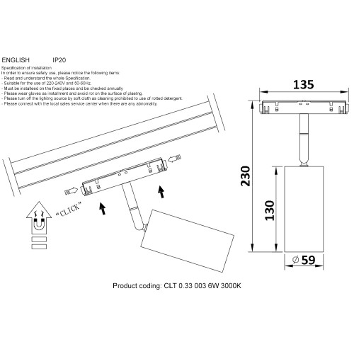 Светильник трековый магнитный Crystal Lux CLT 0.33 003 12W BL 3000K