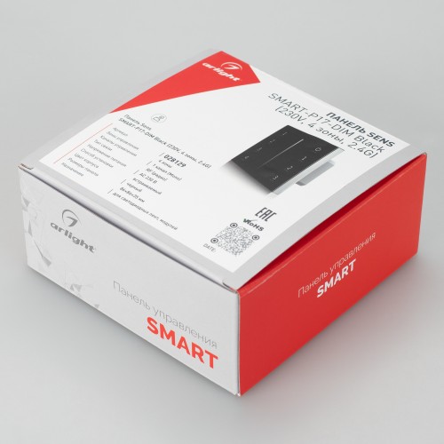 Панель Sens SMART-P17-DIM Black (230V, 4 зоны, 2.4G) (Arlight, IP20 Пластик, 5 лет)