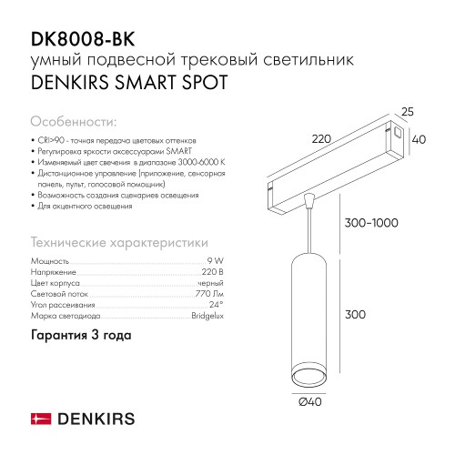 Подвесной светильник Denkirs Smart HANG DK8008-BK