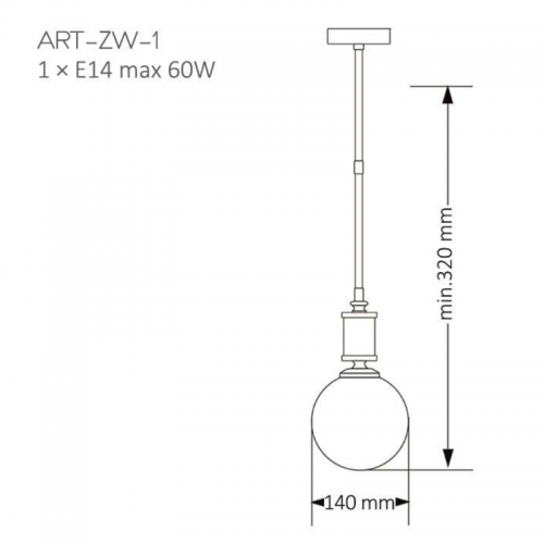 Светильник подвесной Kutek ARTU GLASS ART-ZW-1(N)G