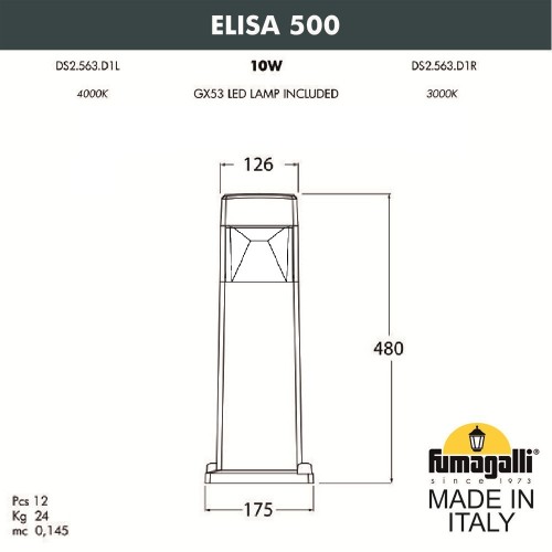 Ландшафтный фонарь Fumagalli ELISA DS2.563.000.AXD1L