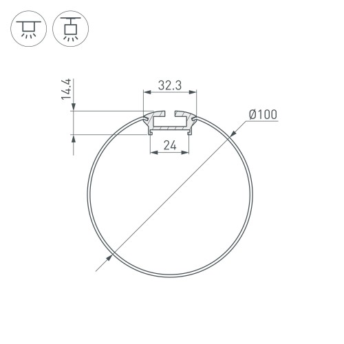 Профиль ARH-ROUND-D100-2000 ANOD (Arlight, Алюминий)