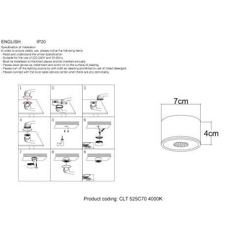 Светильник потолочный Crystal Lux CLT 525 CLT 525C70 GO 4000K